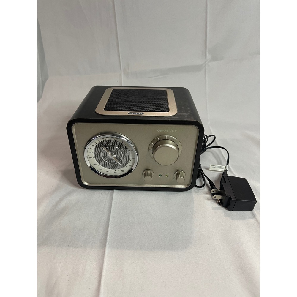 Crosley Solo AM FM Radio CR3003A-BK Black Gold Retro Tabletop TESTED WORKS